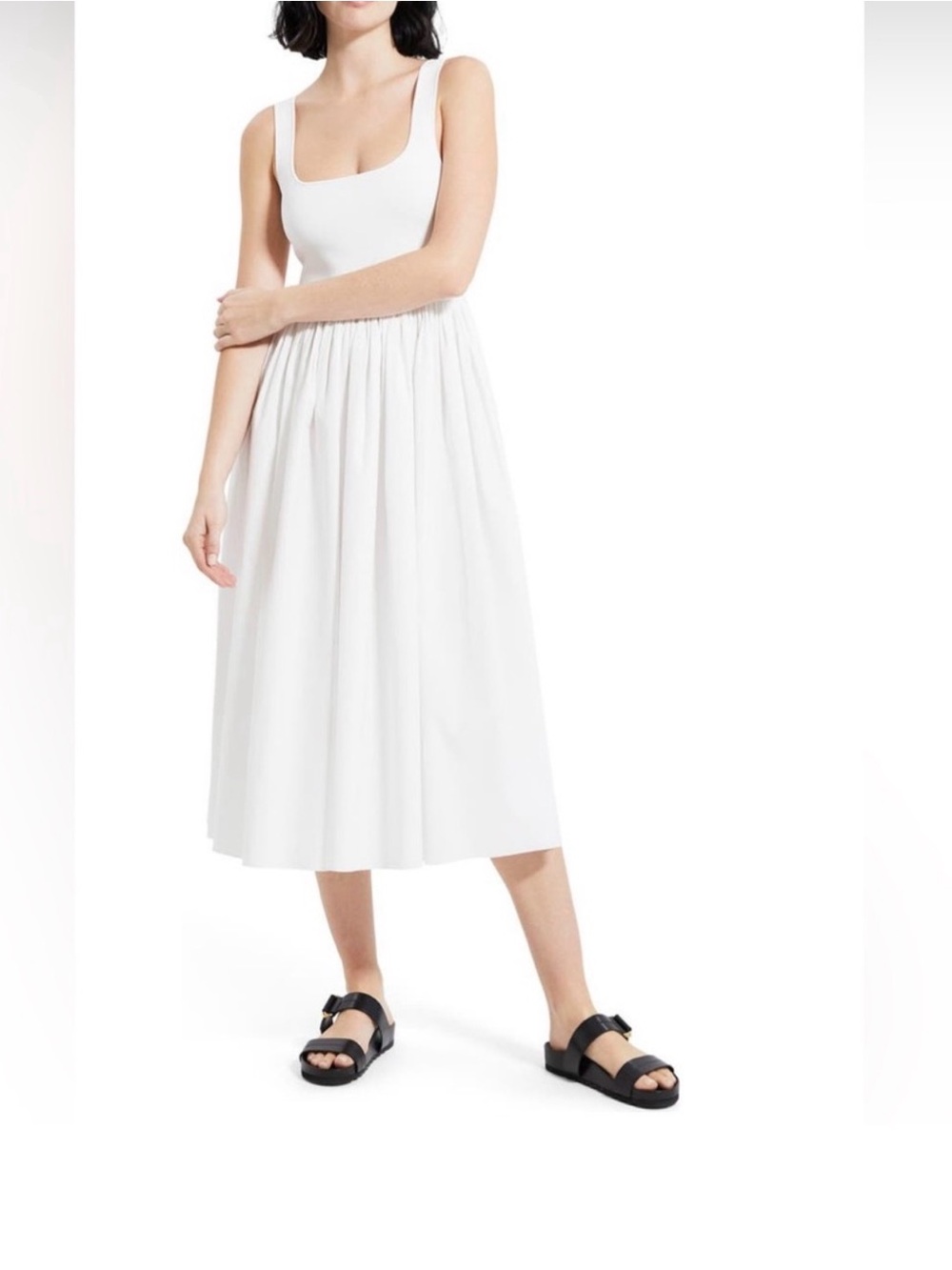 Theory White Gloss Midi Dress